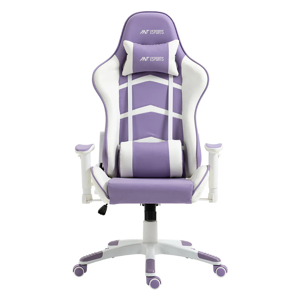 Ant Esports 9077 Adjustable Ergonomic Gaming Chair (White & Purple) - Image 2
