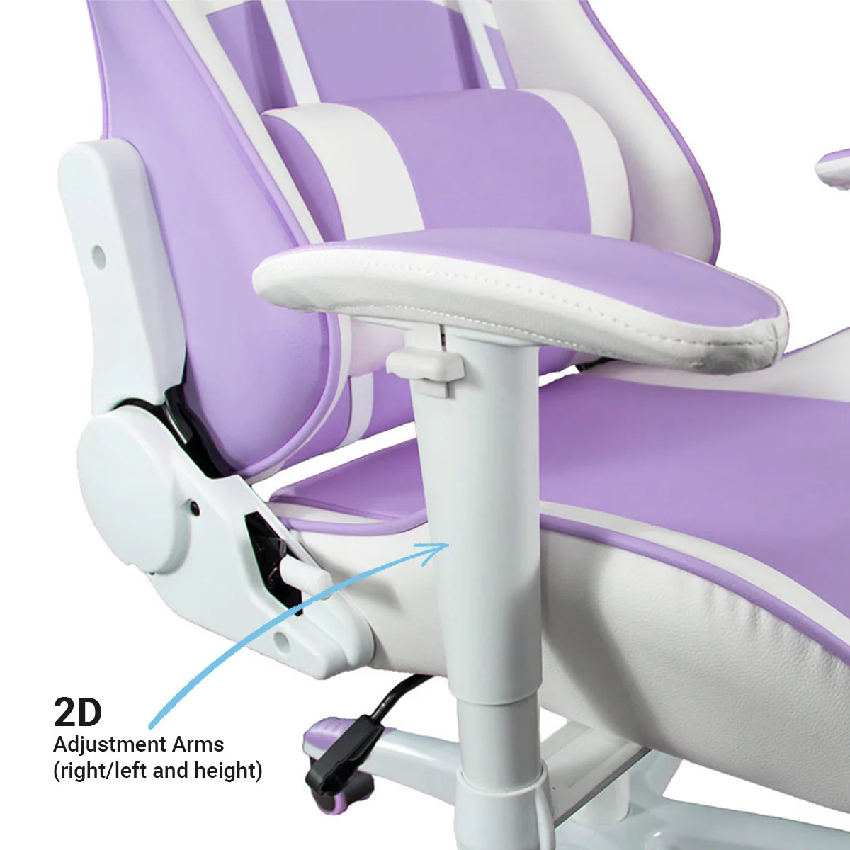 Ant Esports 9077 Adjustable Ergonomic Gaming Chair (White & Purple) - Image 4