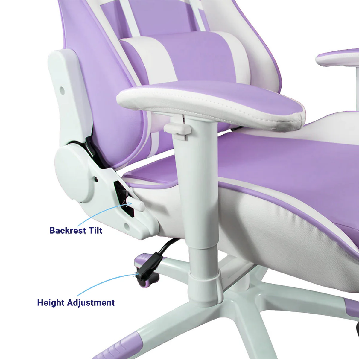 Ant Esports 9077 Adjustable Ergonomic Gaming Chair (White & Purple) - Image 5