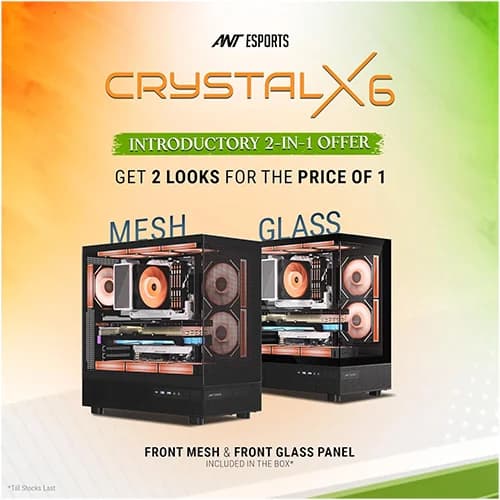 Ant Esports Crystal X6 ARGB  Mid Tower Cabinet (Black) - Image 3