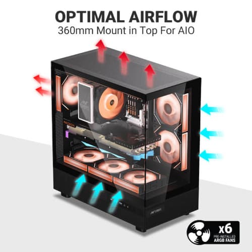 Ant Esports Crystal X6 ARGB  Mid Tower Cabinet (Black) - Image 5