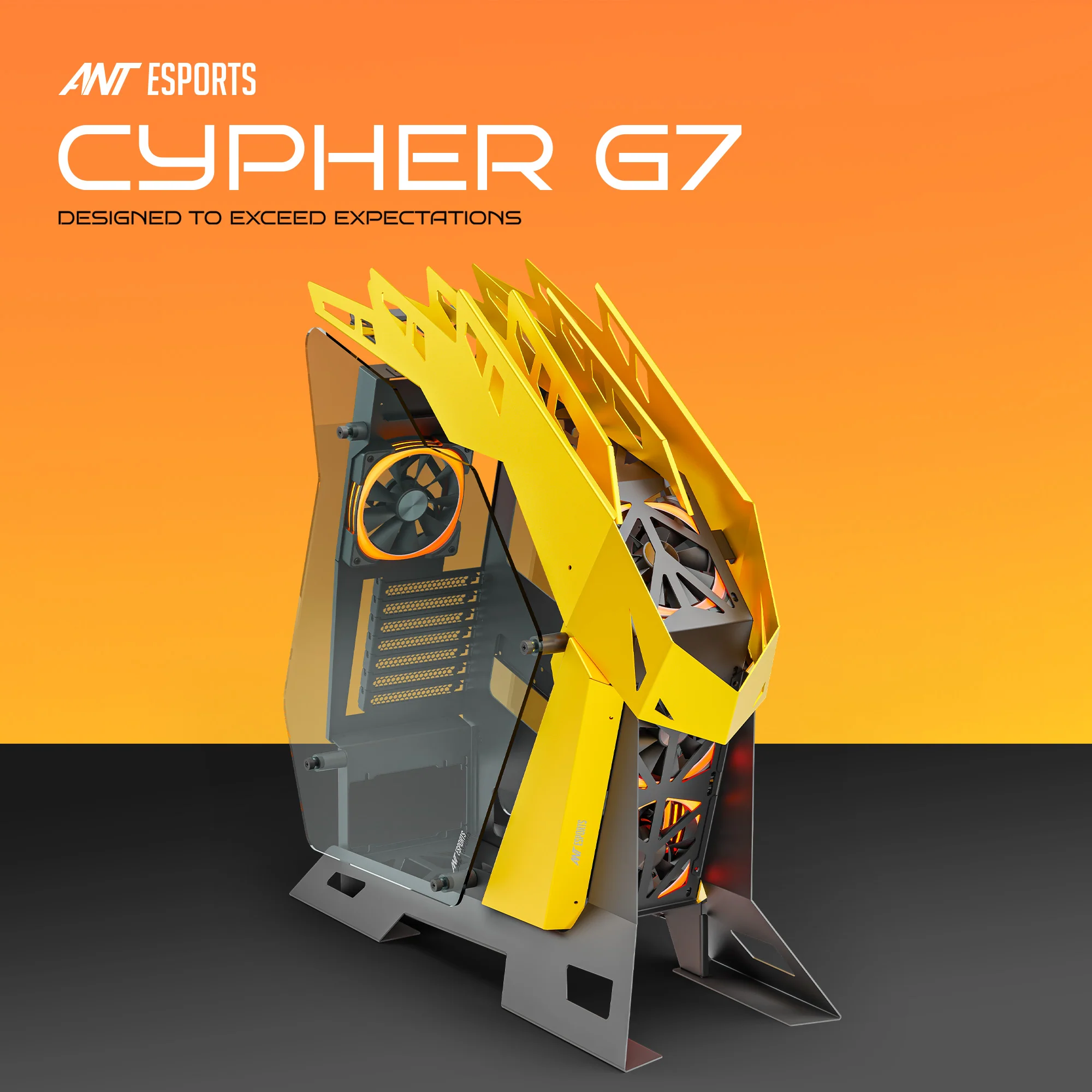 Ant Esports Cypher G7 Mid-Tower ATX Gaming Cabinet – Black-Yellow - Image 9