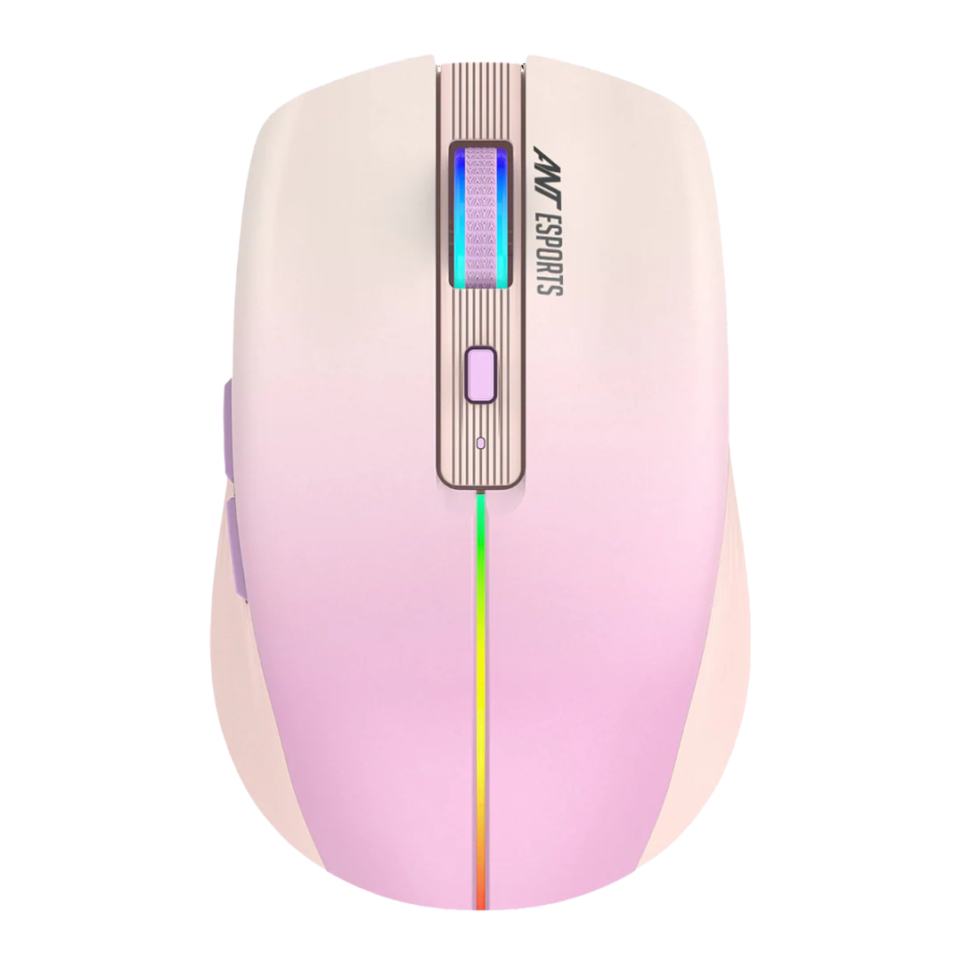 Ant Esports GM400W RGB Wireless Gaming Mouse - Light Pink, Rose 3200 DPI
