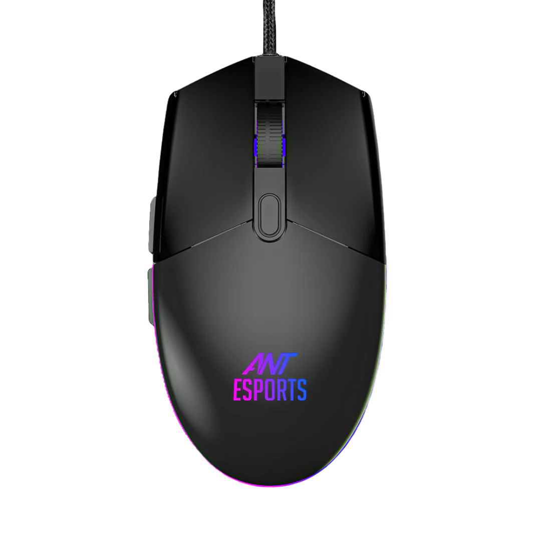 Ant Esports GM60 Wired Optical Gaming Mouse - Black, Multicolor LED, Gold Plated USB