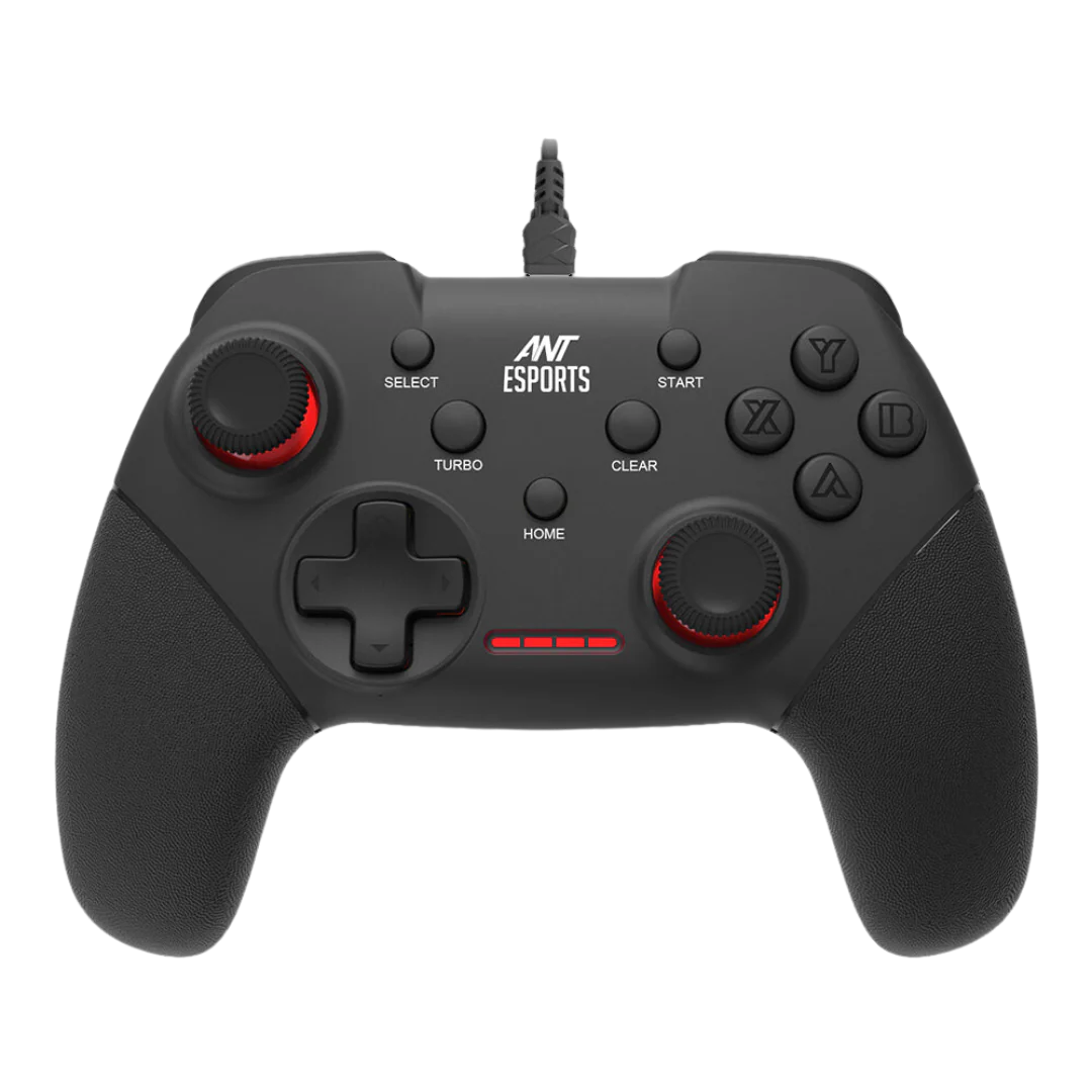 Ant Esports GP100 Wired Gamepad - Black, Wide Compatibility, Dual Vibrators, Customizable TURBO