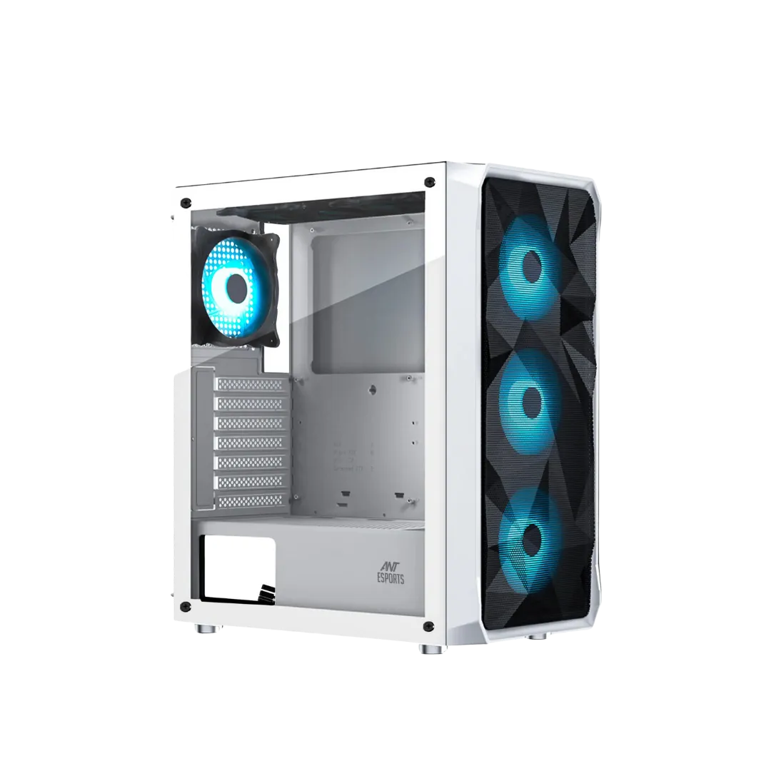 Ant Esports ICE-112 White Gaming Cabinet - ATX/Micro-ATX/ITX - 7 Expansion Slots - 340mm VGA Card Length