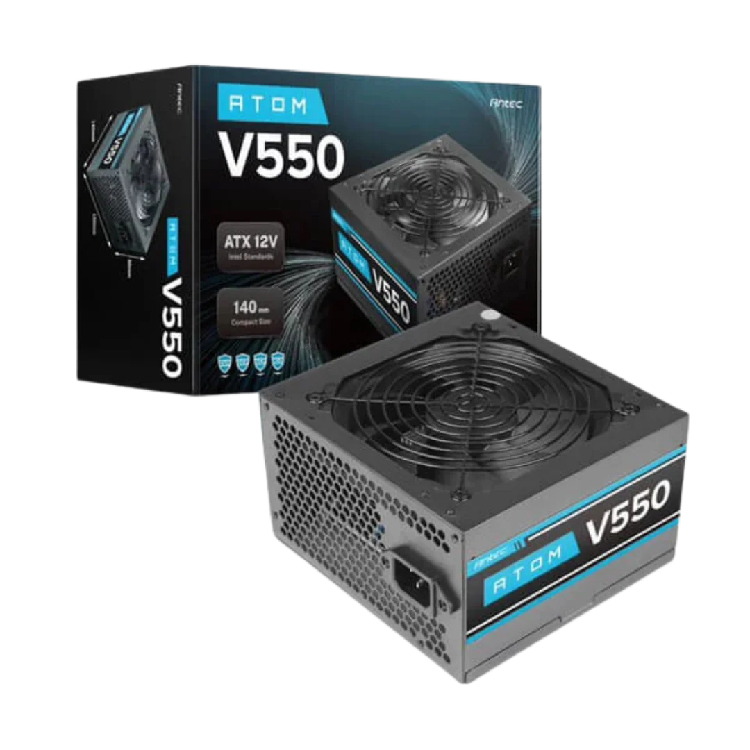 Antec Atom V550 550W Power Supply - ATX 12V 2.31, 140x150x86mm, Non-Modular, OVP,OCP,SCP,NLO protection, 120mm Fan