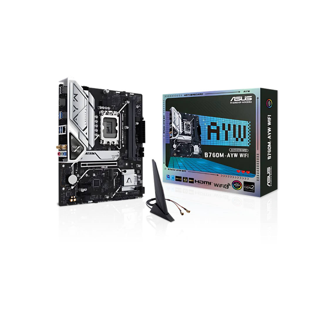 ASUS B760M AYW WIFI DDR5 Motherboard - PCIe 5.0, Intel 12th Gen Ready