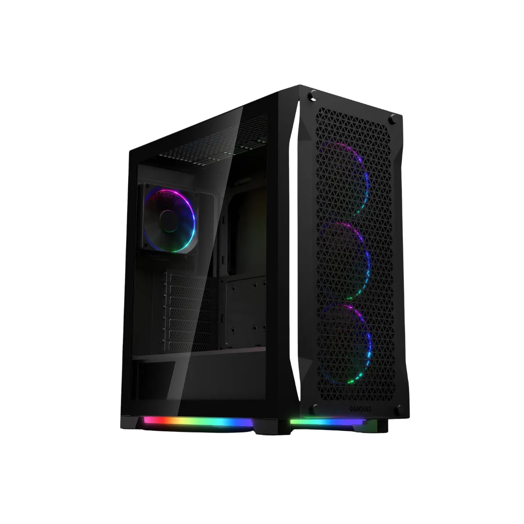 GAMDIAS ATHENA P1 Black Case with 4 ARGB Fans and Type-C (360 Cooler Support)