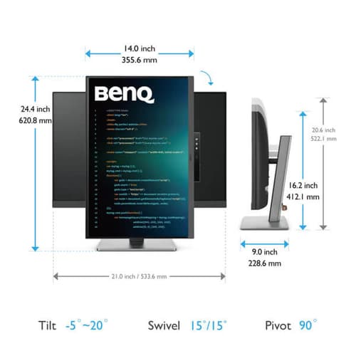 BenQ RD240Q 24 Inch QHD Dual Coding Monitor with Ergo Design - Image 5