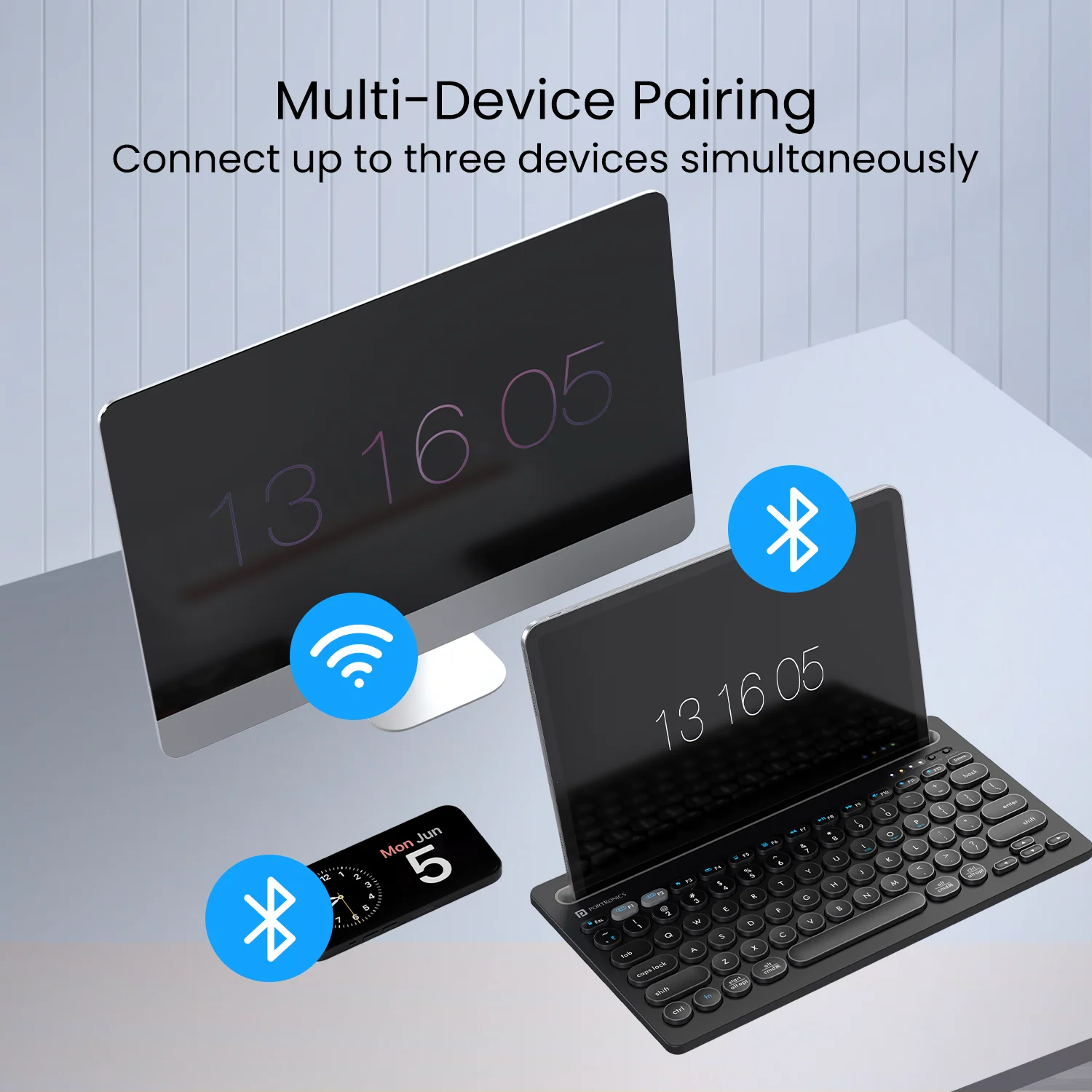 PORTRONICS Bubble Dock Dual Wireless | Rechargeable | Tablet Holder | Multi-Device Pairing - Image 34