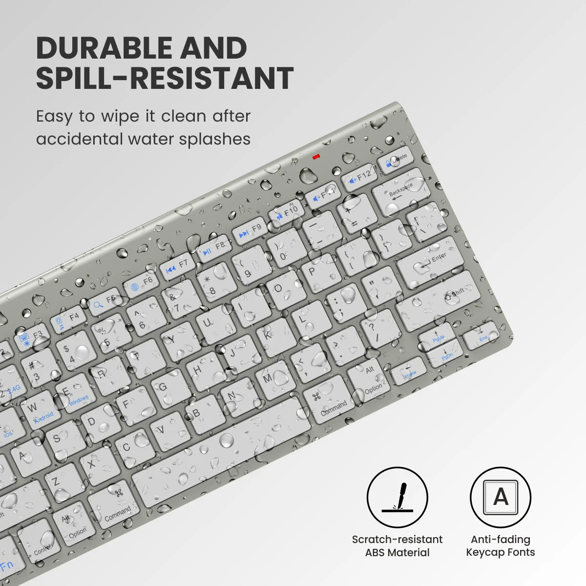 PORTRONICS Bubble Max Sleek Wireless Keyboard with Silent Keys | Bluetooth | 2.4 GHz Receiver | Connect 3 Devices | Wireless Keyboard - Image 20