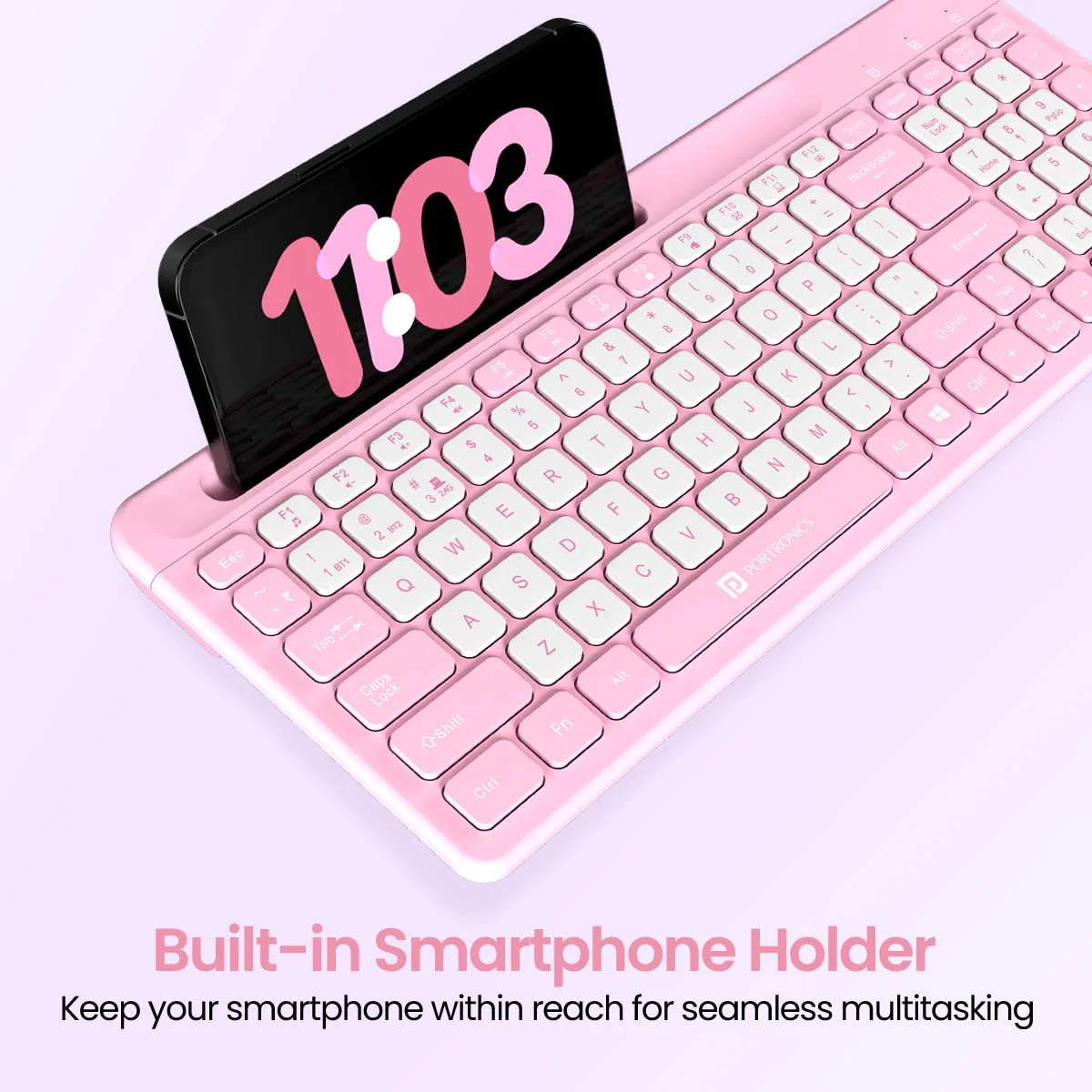 PORTRONICS Bubble Square Wireless Keyboard with Bluetooth & 2.4 GHZ Receiver - Image 5