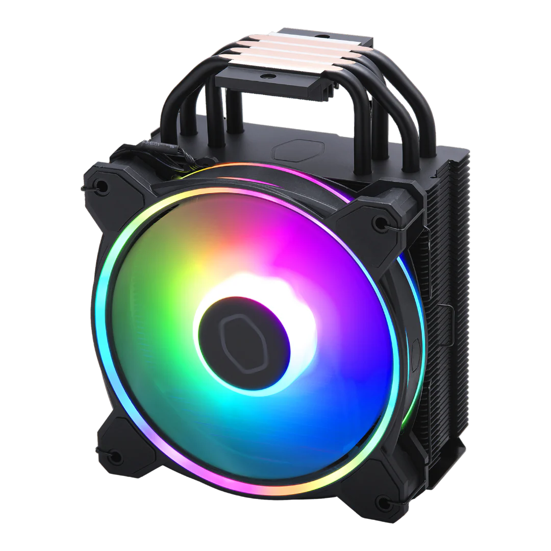 Cooler Master 212 ARGB CPU Air Cooler, LGA1700, AM5, 120 x 80.5 x 157 mm, 4 Heat Pipes, 120 x 120 x 25 mm Fan, Addressable RGB, 27 dBA Fan Noise Level.