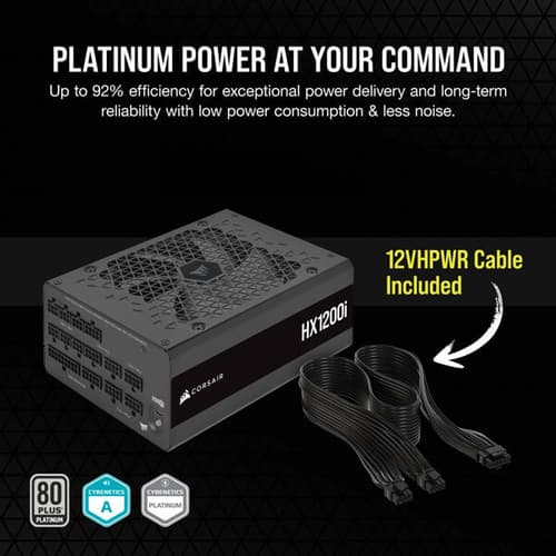 Corsair HX1200i 1200 Watt 80 Plus Platinum Fully Modular ATX Power Supply - Image 2