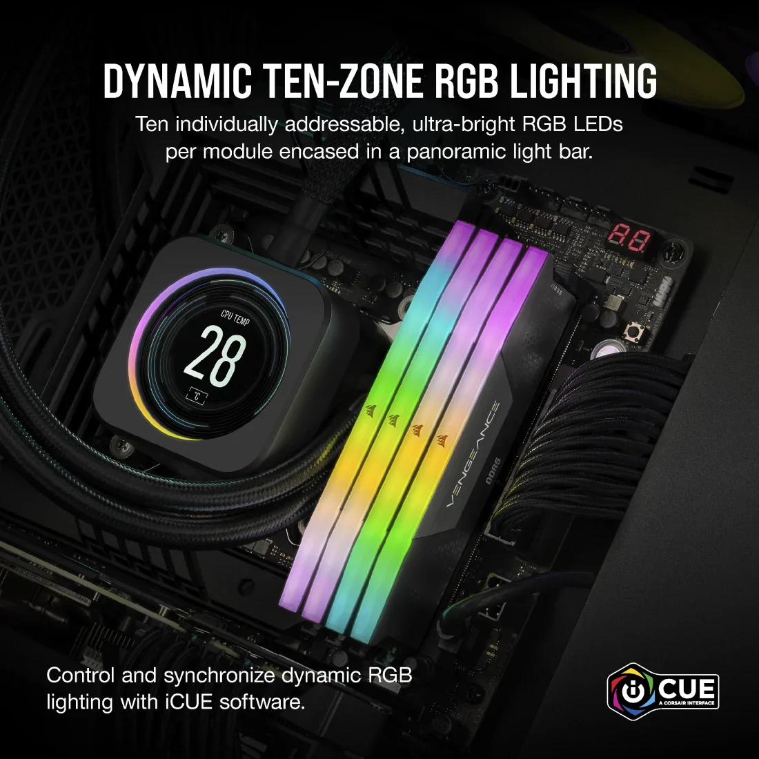 Corsair Vengeance RGB 32GB (16GBx2) DDR5 6000MHz Ram CMH32GX5M2E6000C36 (Black) - Image 5