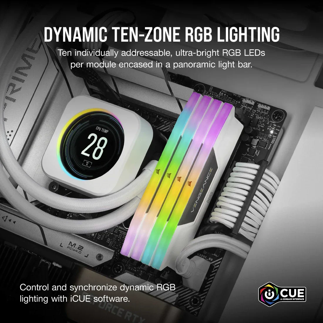Corsair Vengeance RGB 32GB (16GBx2) DDR5 6000MHz Ram (White) - Image 5