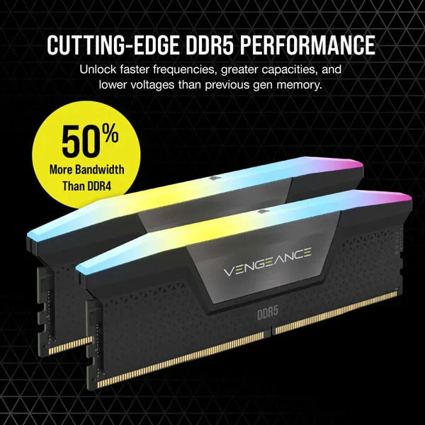 Corsair Vengeance RGB 32GB (16GBx2) DDR5 7200MHz Ram (Black) - Image 5