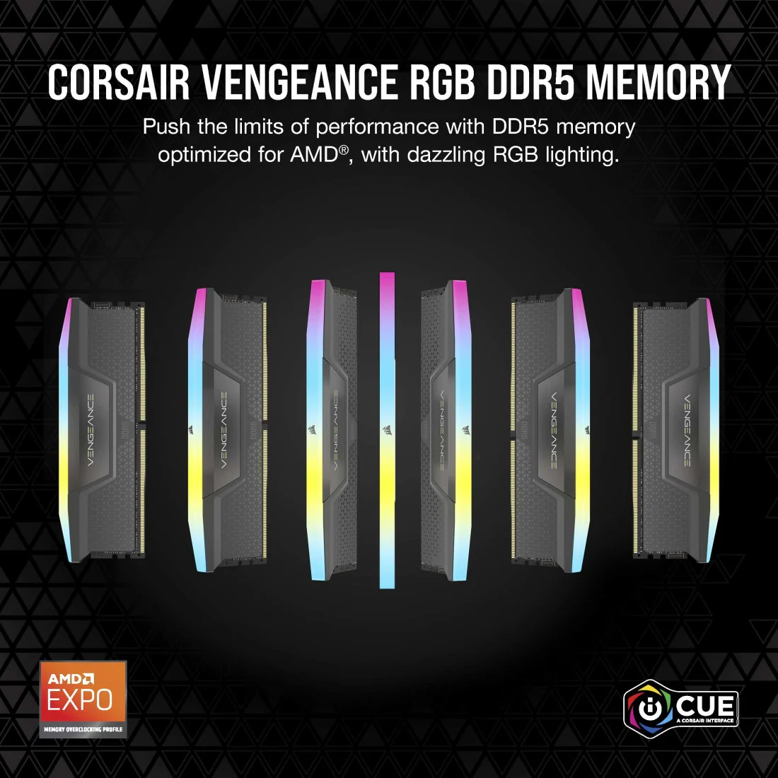 Corsair Vengeance RGB 64GB (32GBX2) DDR5 6000MHz CL40 Memory Kit — Black - Image 3