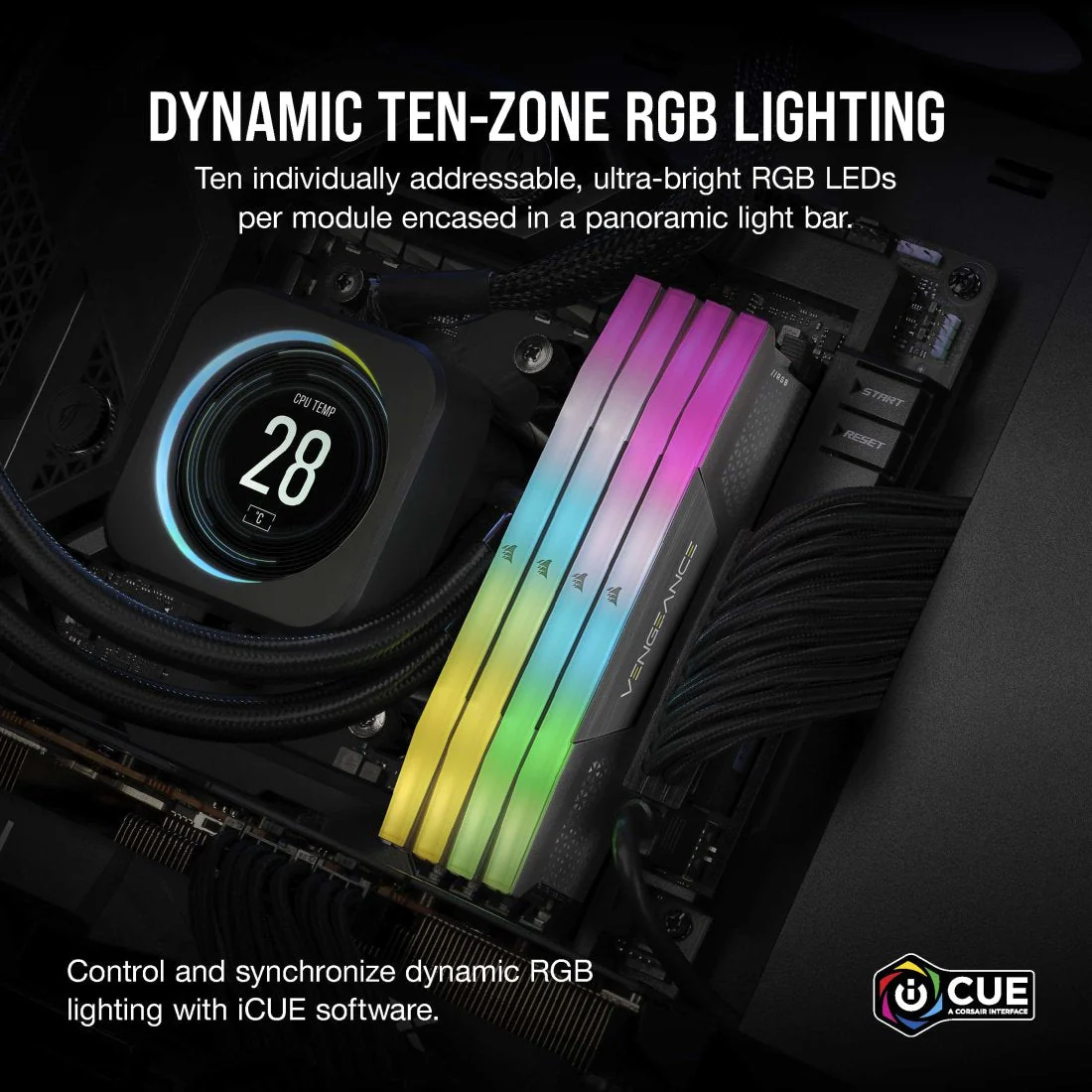 Corsair Vengeance RGB 64GB (32GBX2) DDR5 6000MHz CL40 Memory Kit — Black - Image 5
