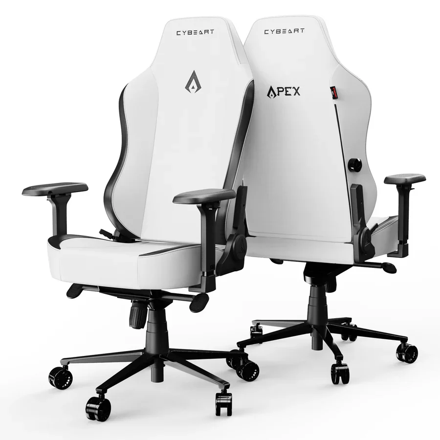 CYBEART Arctic White Gaming Office Chair 4D Armrest Inbuilt Lumbar Support Supreme PU Leather, Ergonomic, Recline & Tilt - Image 10