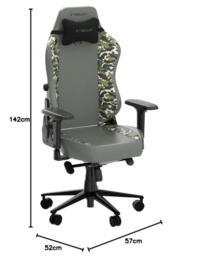 CYBEART Forest Camo Gaming Office Chair 4D Armrest Inbuilt Lumbar Support Supreme PU Leather, Ergonomic, Recline & Tilt - Image 3