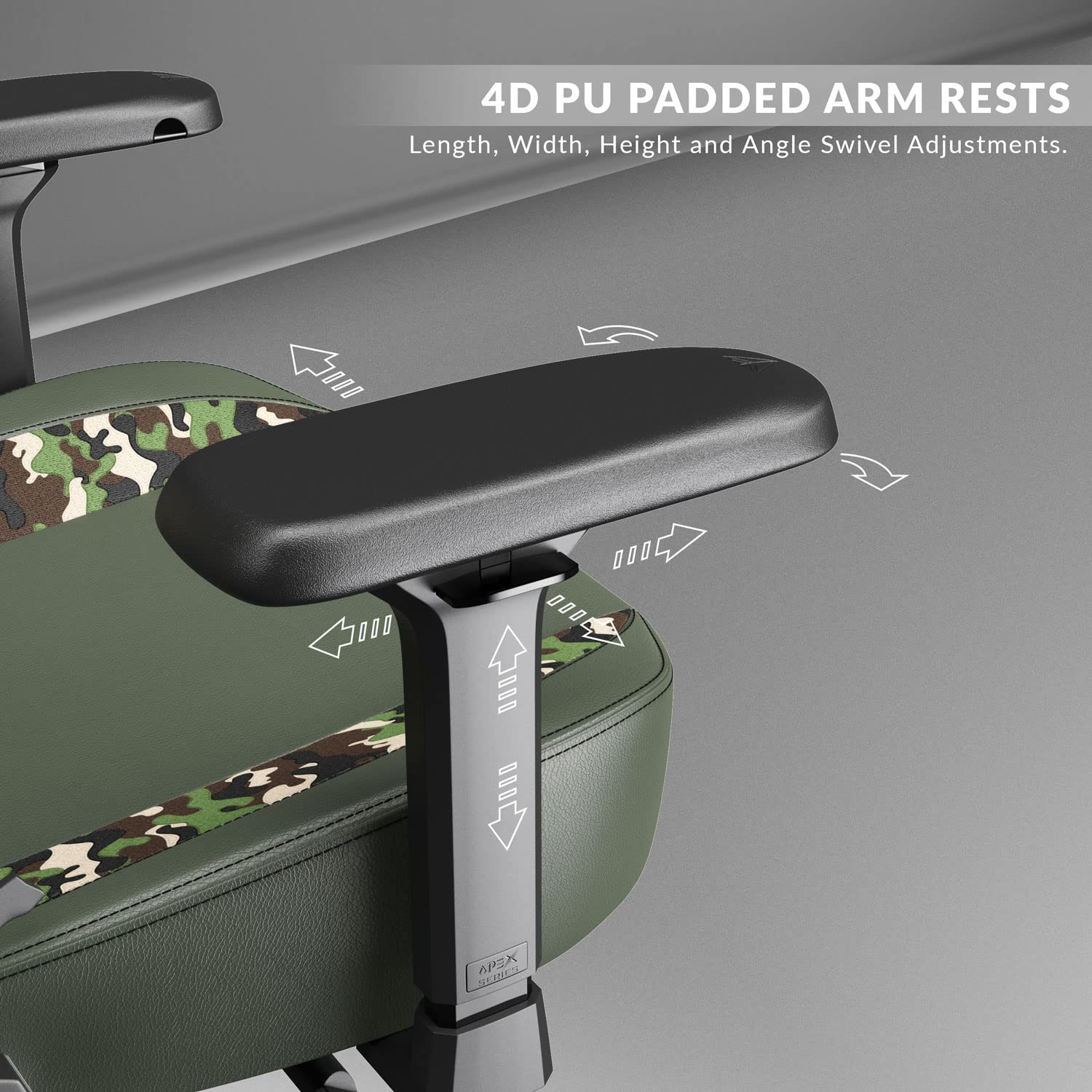 CYBEART Forest Camo Gaming Office Chair 4D Armrest Inbuilt Lumbar Support Supreme PU Leather, Ergonomic, Recline & Tilt - Image 4