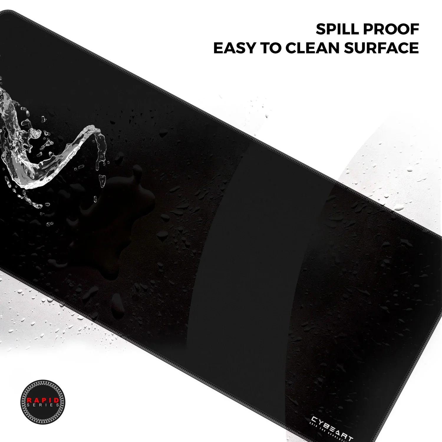 Cybeart Ghost (Black) Gaming Desk Mat (XXL - 900x400x4mm) Waterproof, Never Slip Base, Stitched Edges, Esports Grade - Image 4