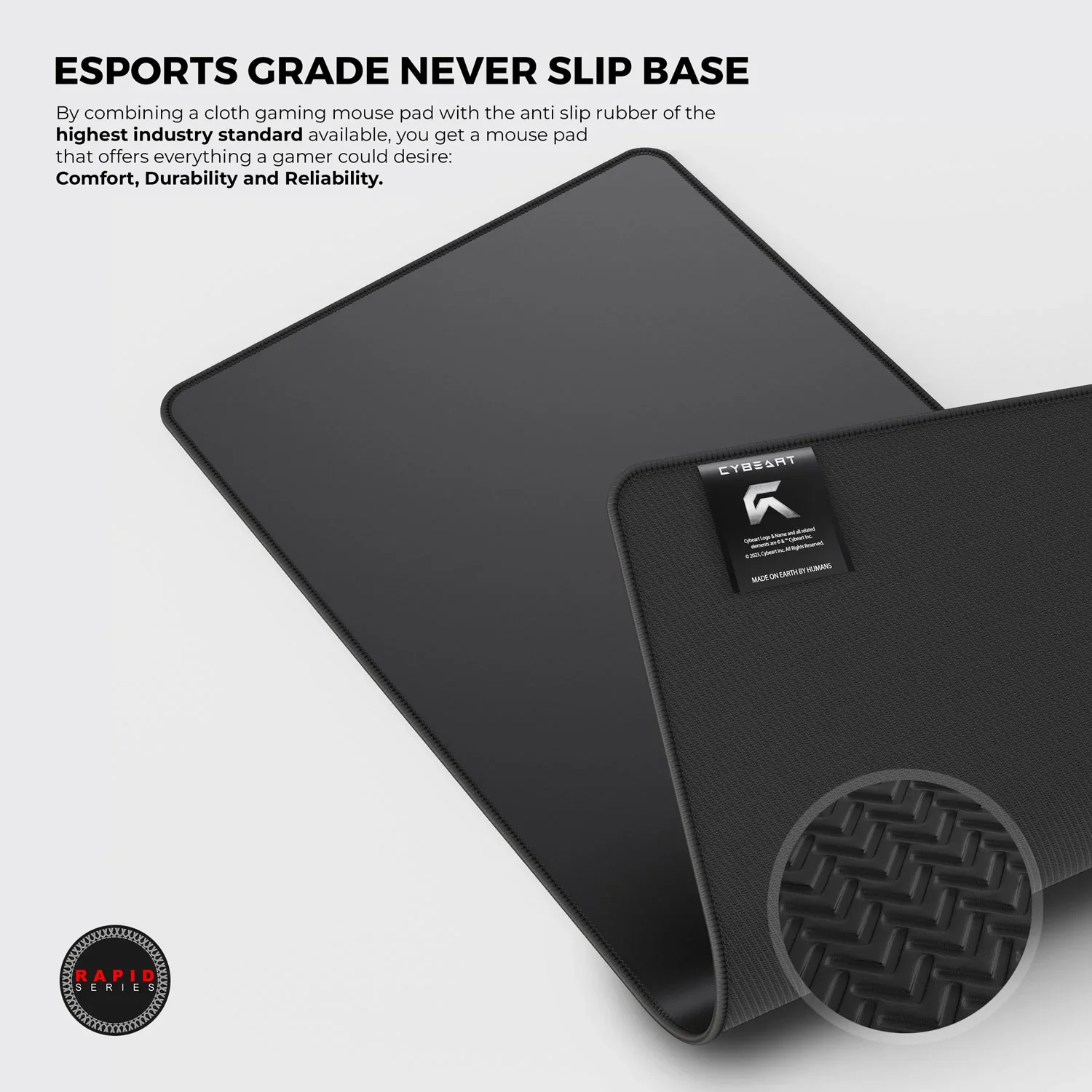 Cybeart Ghost (Black) Gaming Desk Mat (XXL - 900x400x4mm) Waterproof, Never Slip Base, Stitched Edges, Esports Grade - Image 8