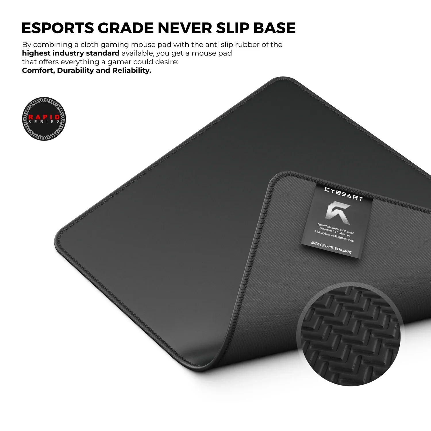 Cybeart Ghost (Black) Gaming Mouse Pad (Medium - 300x250x4mm) Waterproof, Never Slip Base, Stitched Edges, Esports Grade - Image 7