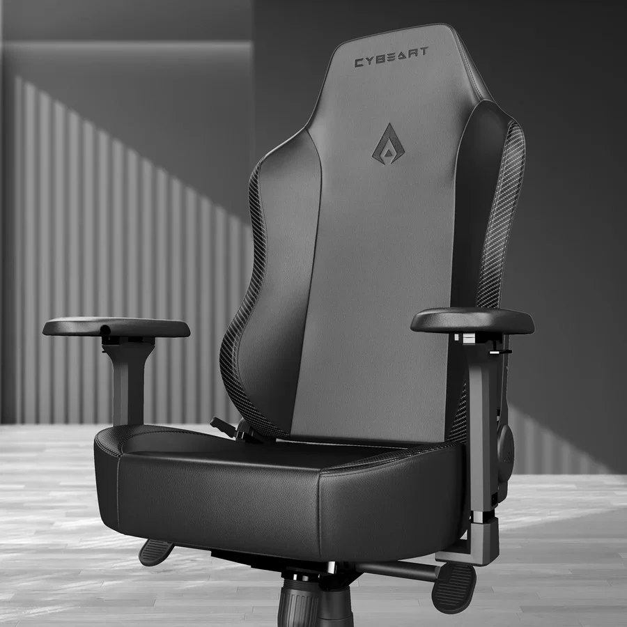 CYBEART Ghost (Black) Gaming Office Chair 4D Armrest Inbuilt Lumbar Support Supreme PU Leather, Ergonomic, Recline & Tilt - Image 3