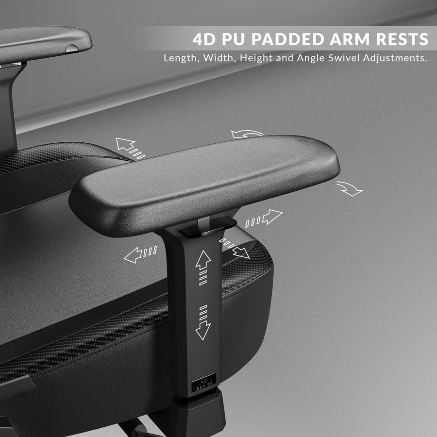 CYBEART Ghost (Black) Gaming Office Chair 4D Armrest Inbuilt Lumbar Support Supreme PU Leather, Ergonomic, Recline & Tilt - Image 7
