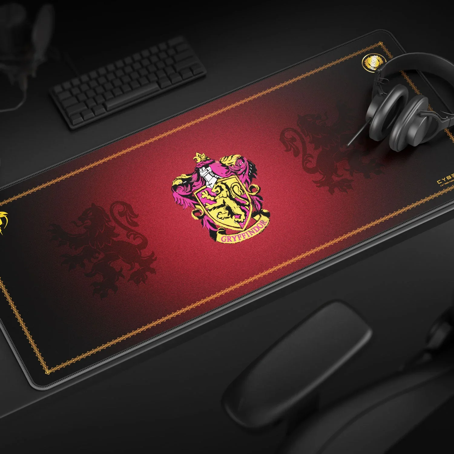 Cybeart Gryffindor Classic Gaming Desk Mat (XXL - 900x400x4mm) Waterproof, Never Slip Base, Stitched Edges, Esports Grade - Image 2