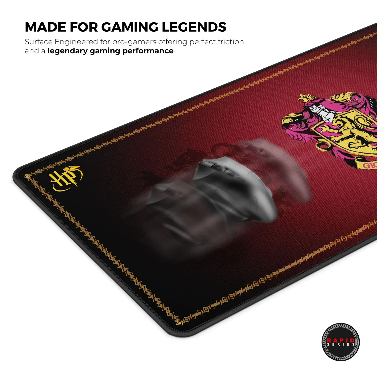 Cybeart Gryffindor Classic Gaming Desk Mat (XXL - 900x400x4mm) Waterproof, Never Slip Base, Stitched Edges, Esports Grade - Image 5
