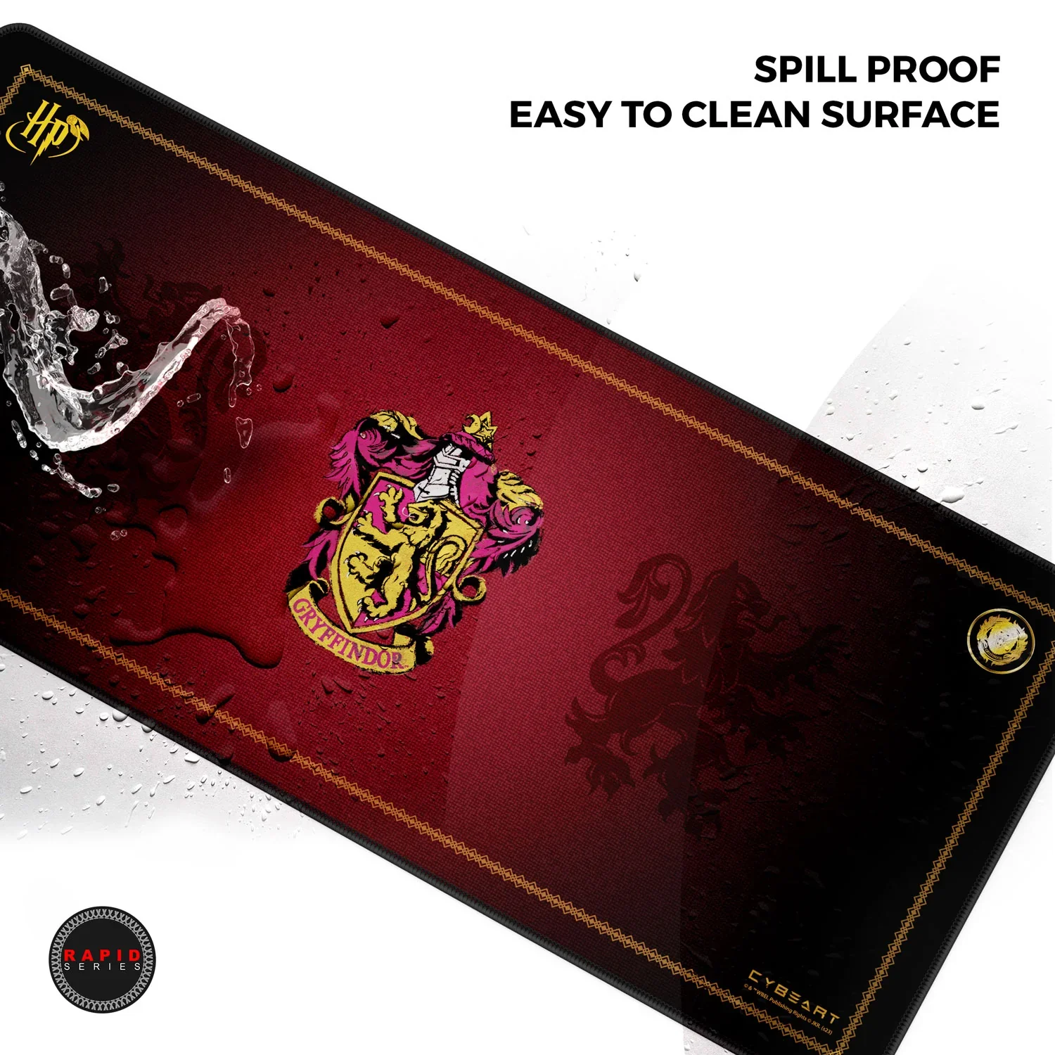 Cybeart Gryffindor Classic Gaming Desk Mat (XXL - 900x400x4mm) Waterproof, Never Slip Base, Stitched Edges, Esports Grade - Image 8