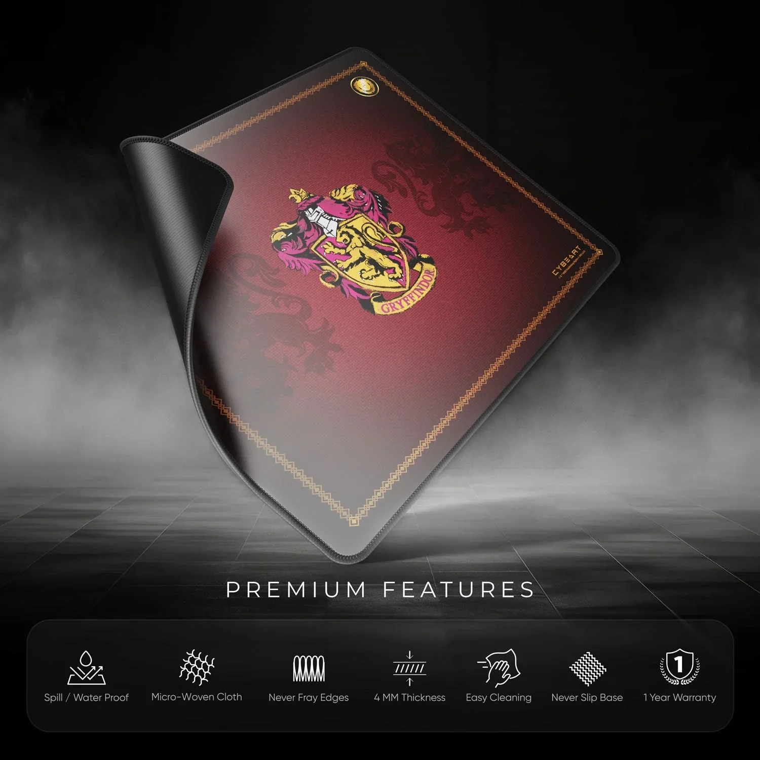 Cybeart Gryffindor Classic Gaming Mouse Pad (Large - 450x400x4mm) Waterproof, Never Slip Base, Stitched Edges, Esports Grade - Image 9