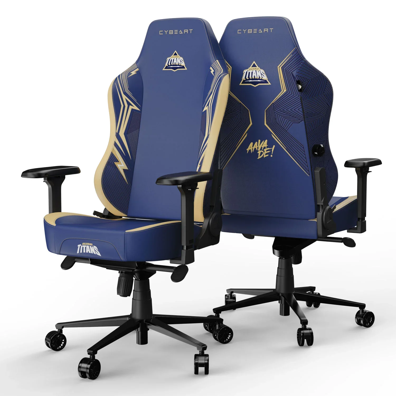 CYBEART Gujarat Titans 2024 Gaming Office Chair 4D Armrest Inbuilt Lumbar Support Supreme PU Leather, Ergonomic, Recline & Tilt - Image 3