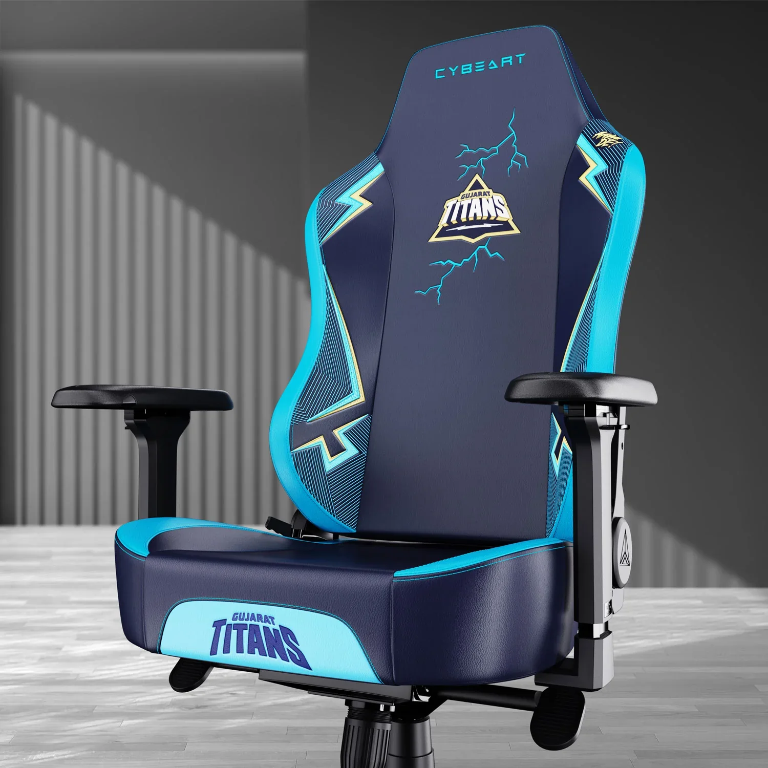 CYBEART Gujarat Titans Gaming Office Chair 4D Armrest Inbuilt Lumbar Support Supreme PU Leather, Ergonomic, Recline & Tilt - Image 3
