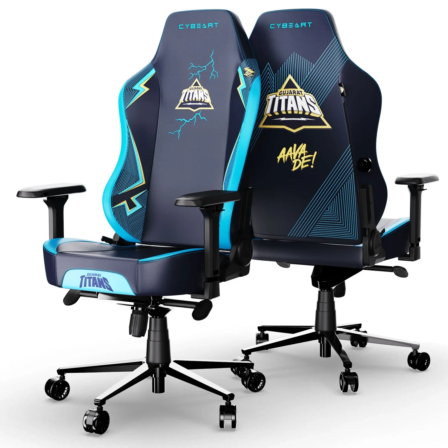 CYBEART Gujarat Titans Gaming Office Chair 4D Armrest Inbuilt Lumbar Support Supreme PU Leather, Ergonomic, Recline & Tilt - Image 5