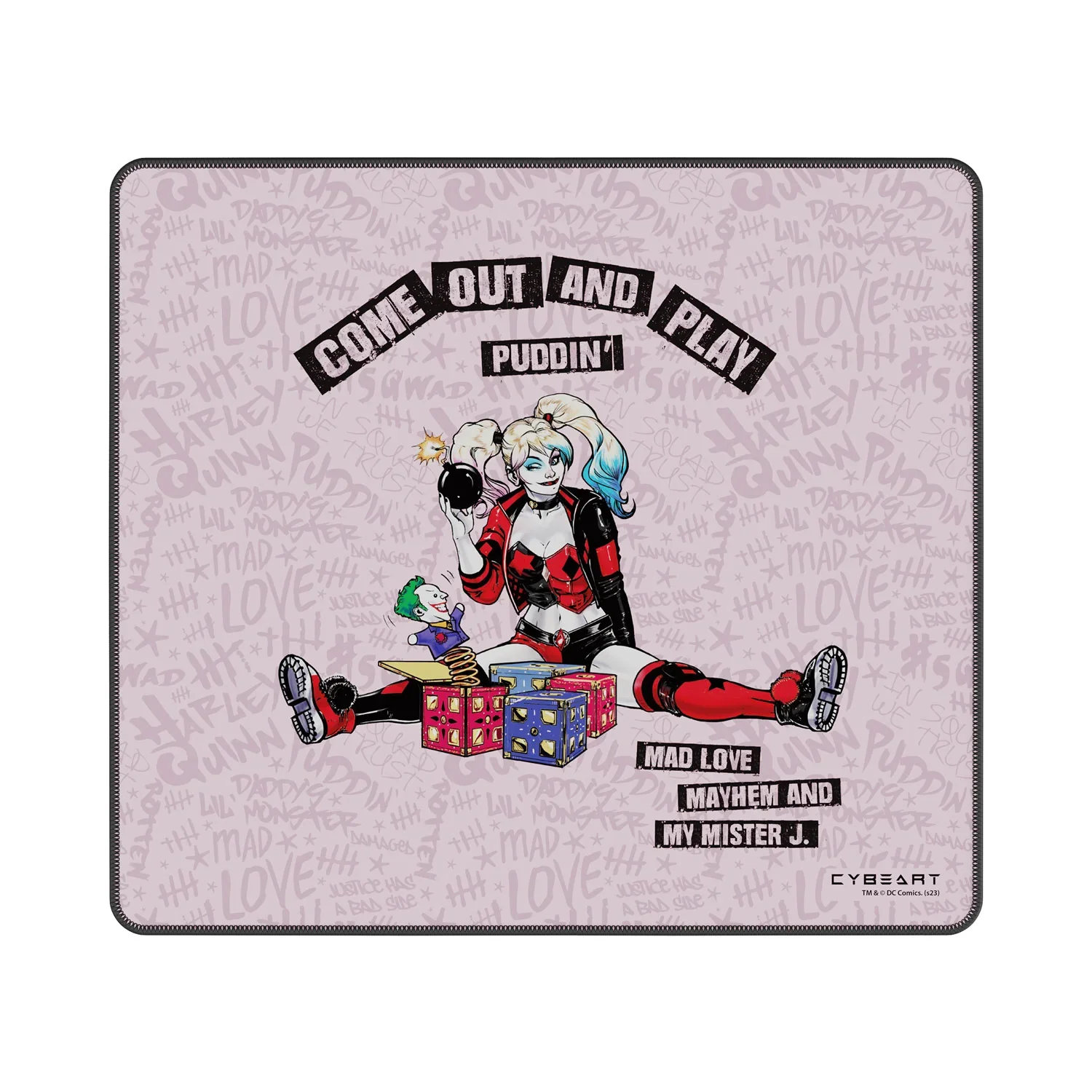 Cybeart Harley Quinn Gaming Mouse Pad (Large - 450x400x4mm) Waterproof, Never Slip Base, Stitched Edges, Esports Grade