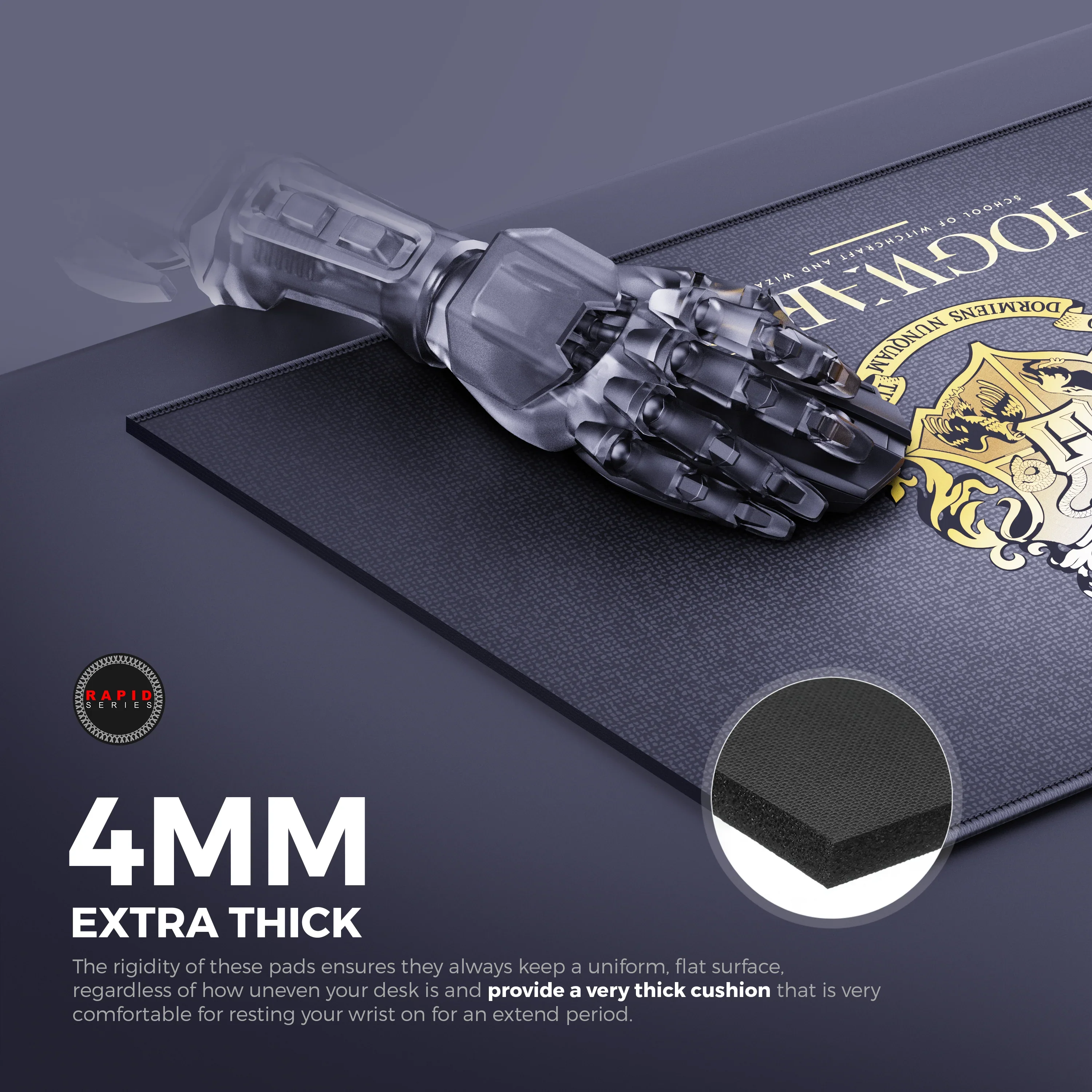 Cybeart Hogwarts Gaming Desk Mat (XXL - 900x400x4mm) Waterproof, Never Slip Base, Stitched Edges, Esports Grade - Image 7