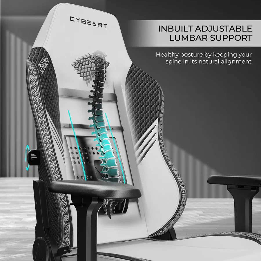 CYBEART House Stark Gaming Office Chair - Game of Thrones 4D Armrest Inbuilt Lumbar Support Supreme PU Leather, Ergonomic, Recline & Tilt - Image 8