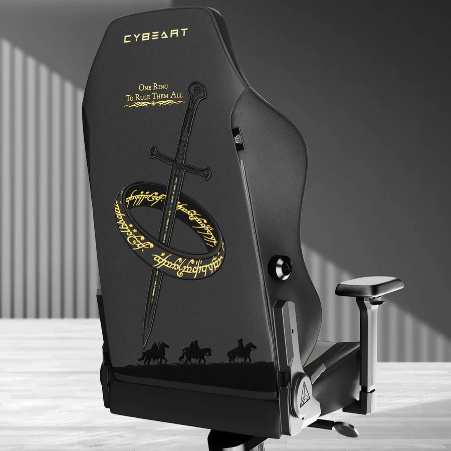 CYBEART Lord of the Rings Blacked Edition Gaming Office Chair 4D Armrest Inbuilt Lumbar Support Supreme PU Leather, Ergonomic, Recline & Tilt - Image 5