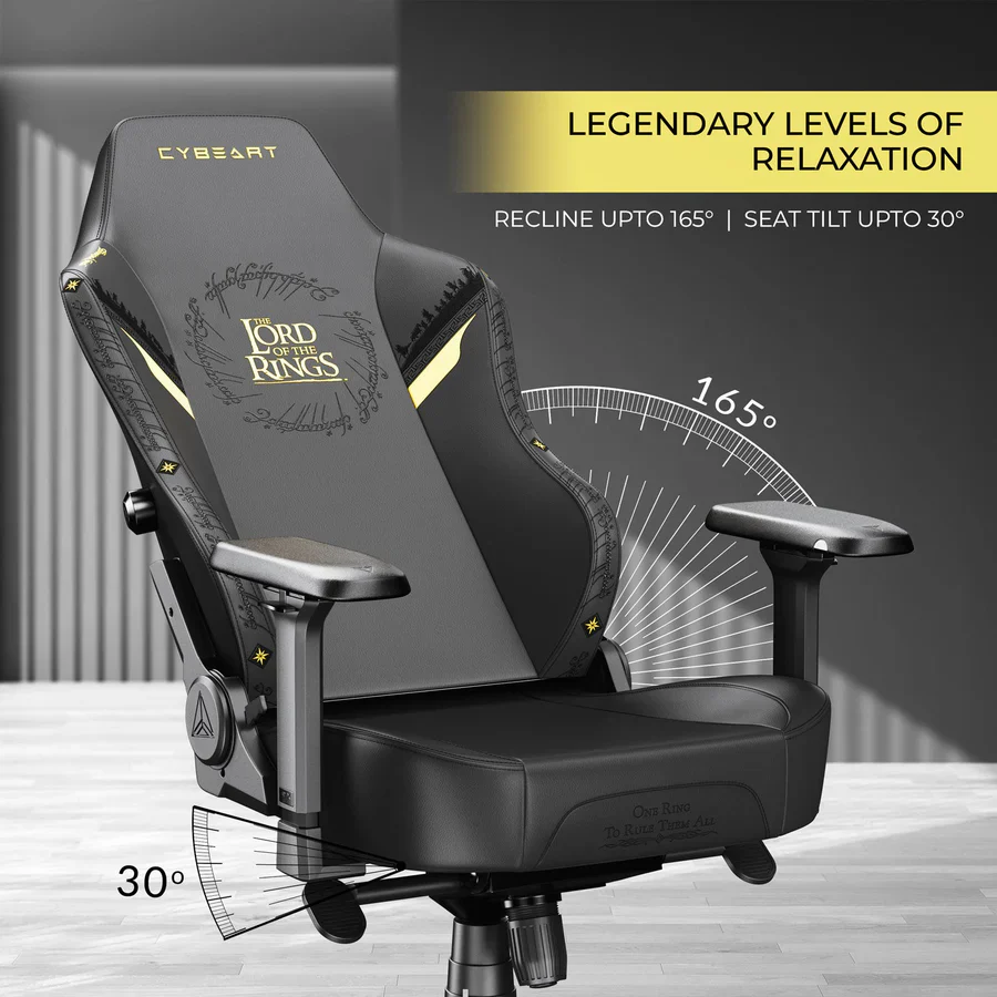 CYBEART Lord of the Rings Blacked Edition Gaming Office Chair 4D Armrest Inbuilt Lumbar Support Supreme PU Leather, Ergonomic, Recline & Tilt - Image 7