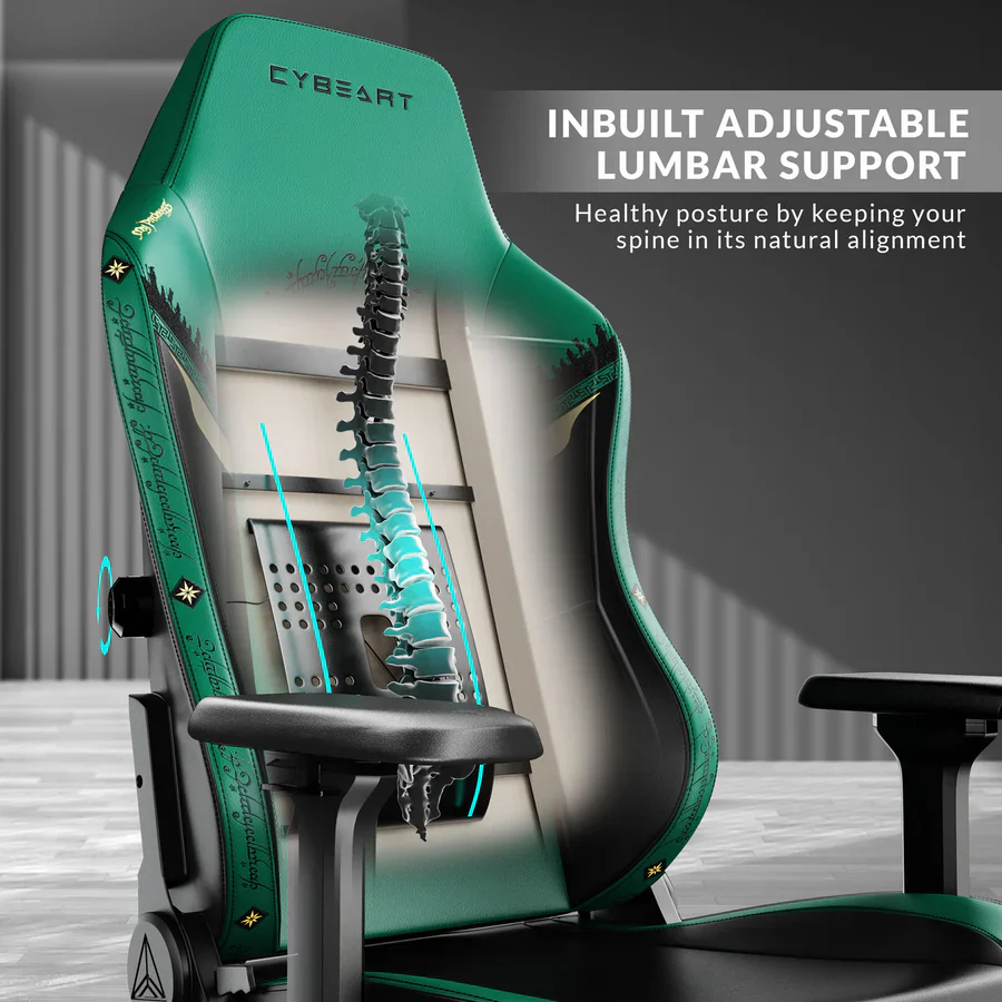 CYBEART Lord of the Rings Gaming Office Chair 4D Armrest Inbuilt Lumbar Support Supreme PU Leather, Ergonomic, Recline & Tilt - Image 5