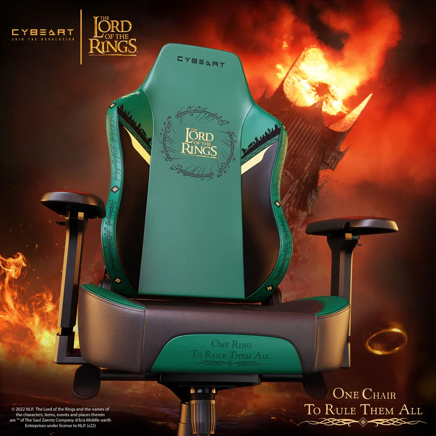 CYBEART Lord of the Rings Gaming Office Chair 4D Armrest Inbuilt Lumbar Support Supreme PU Leather, Ergonomic, Recline & Tilt - Image 7