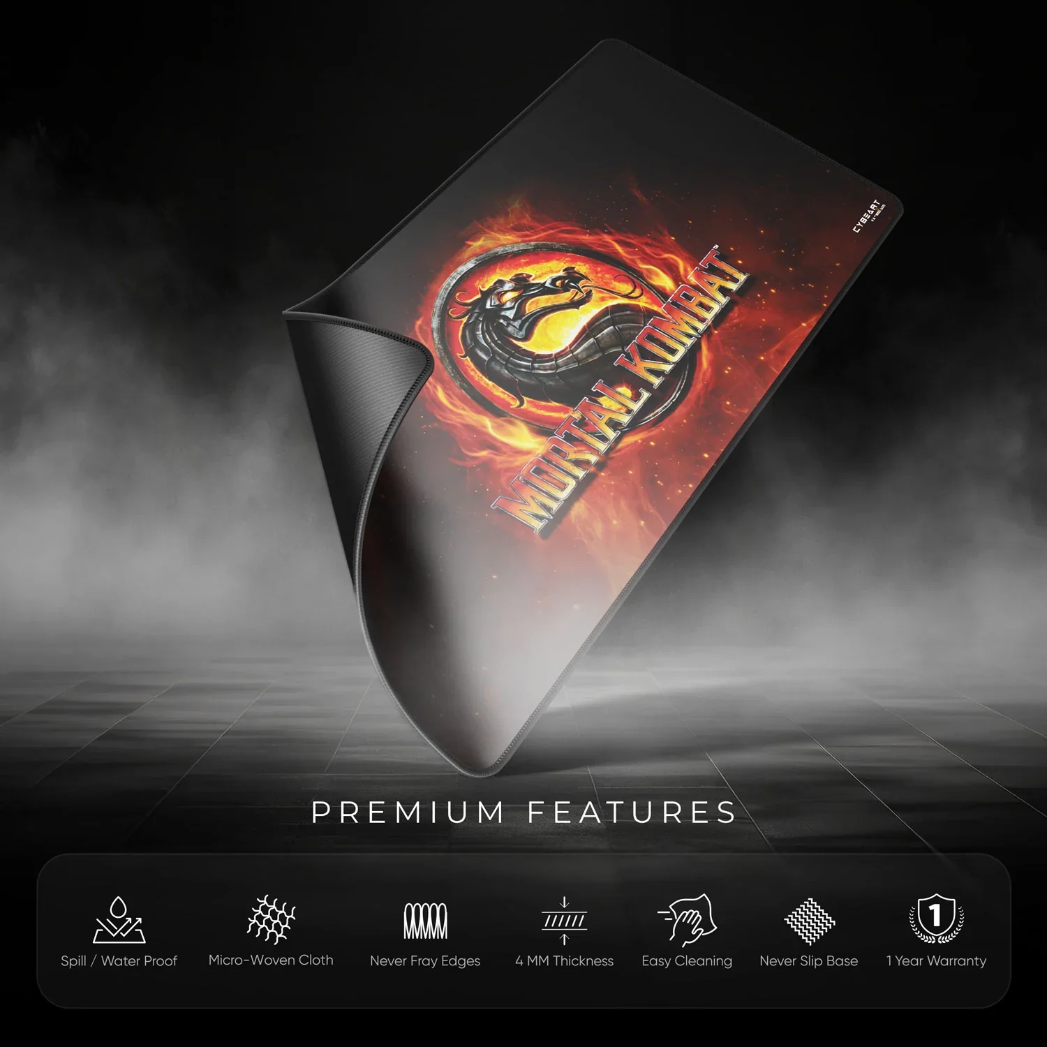 Cybeart Mortal Kombat Gaming Desk Mat (XXL - 900x400x4mm) Waterproof, Never Slip Base, Stitched Edges, Esports Grade - Image 9