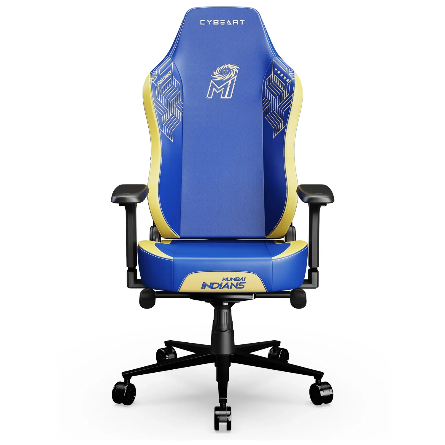 CYBEART Mumbai Indians Gaming Office Chair 4D Armrest Inbuilt Lumbar Support Supreme PU Leather, Ergonomic, Recline & Tilt