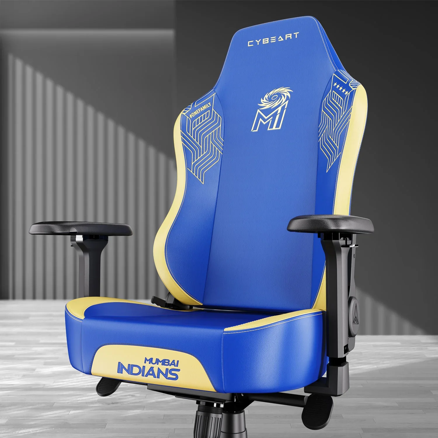 CYBEART Mumbai Indians Gaming Office Chair 4D Armrest Inbuilt Lumbar Support Supreme PU Leather, Ergonomic, Recline & Tilt - Image 4