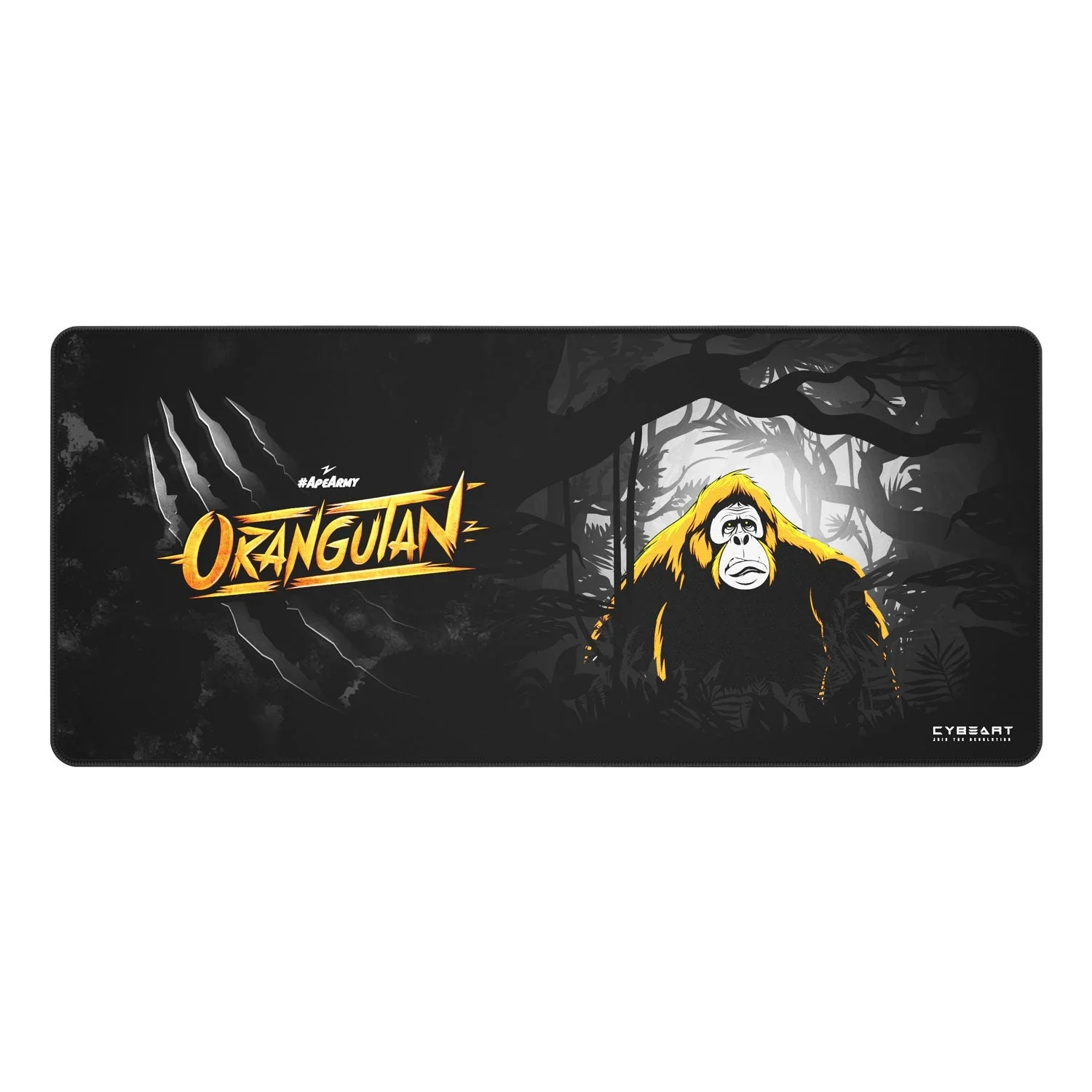 Cybeart Orangutan Esports Gaming Desk Mat (XXL - 900x400x4mm) Waterproof, Never Slip Base, Stitched Edges, Esports Grade